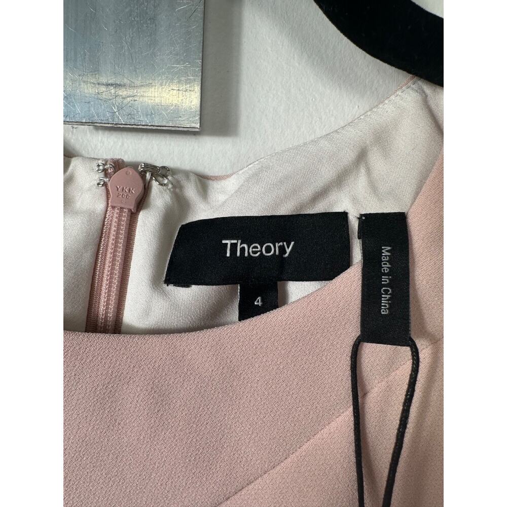 NEW Theory 4 Admiral Crepe Diagonal Mini Shift Dress Pink Sleeveless $395 D54 - Picture 5 of 9